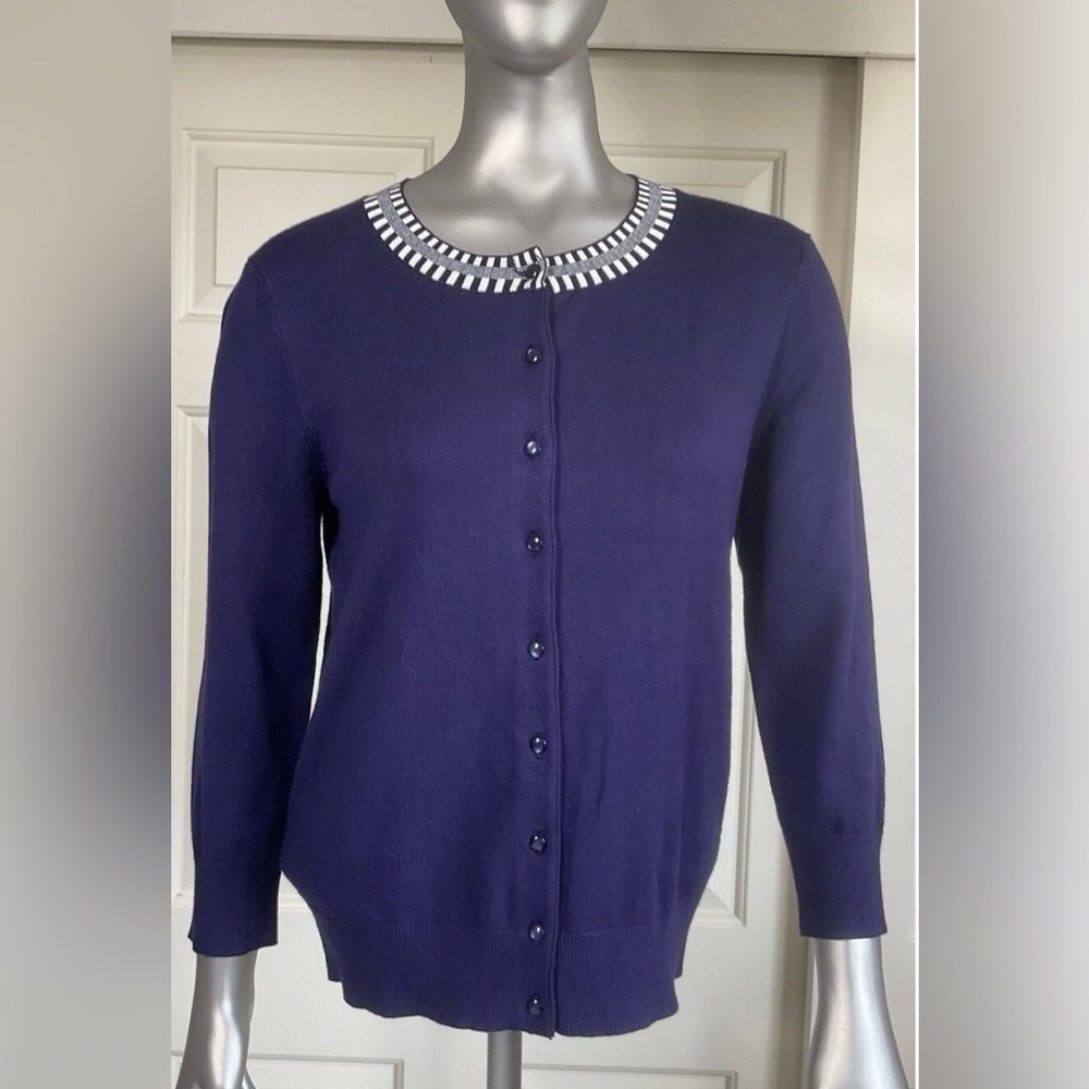 New With Tags Cable and Gauge Cardigan Sweater Size Small Button Front Blue